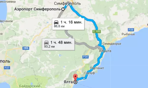 Расстояние от симферополя до евпатории: сколько км ехать на машине от аэропорта