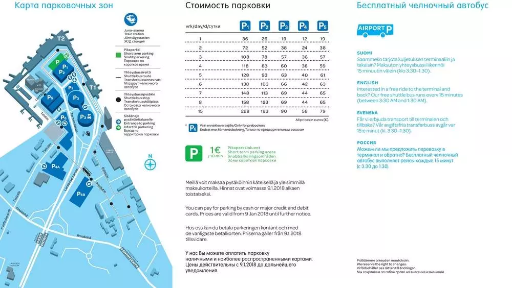 Стоимость парковки в аэропорту Хельсинки