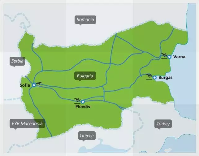 Аэропорты болгарии на карте, список аэропортов болгарии