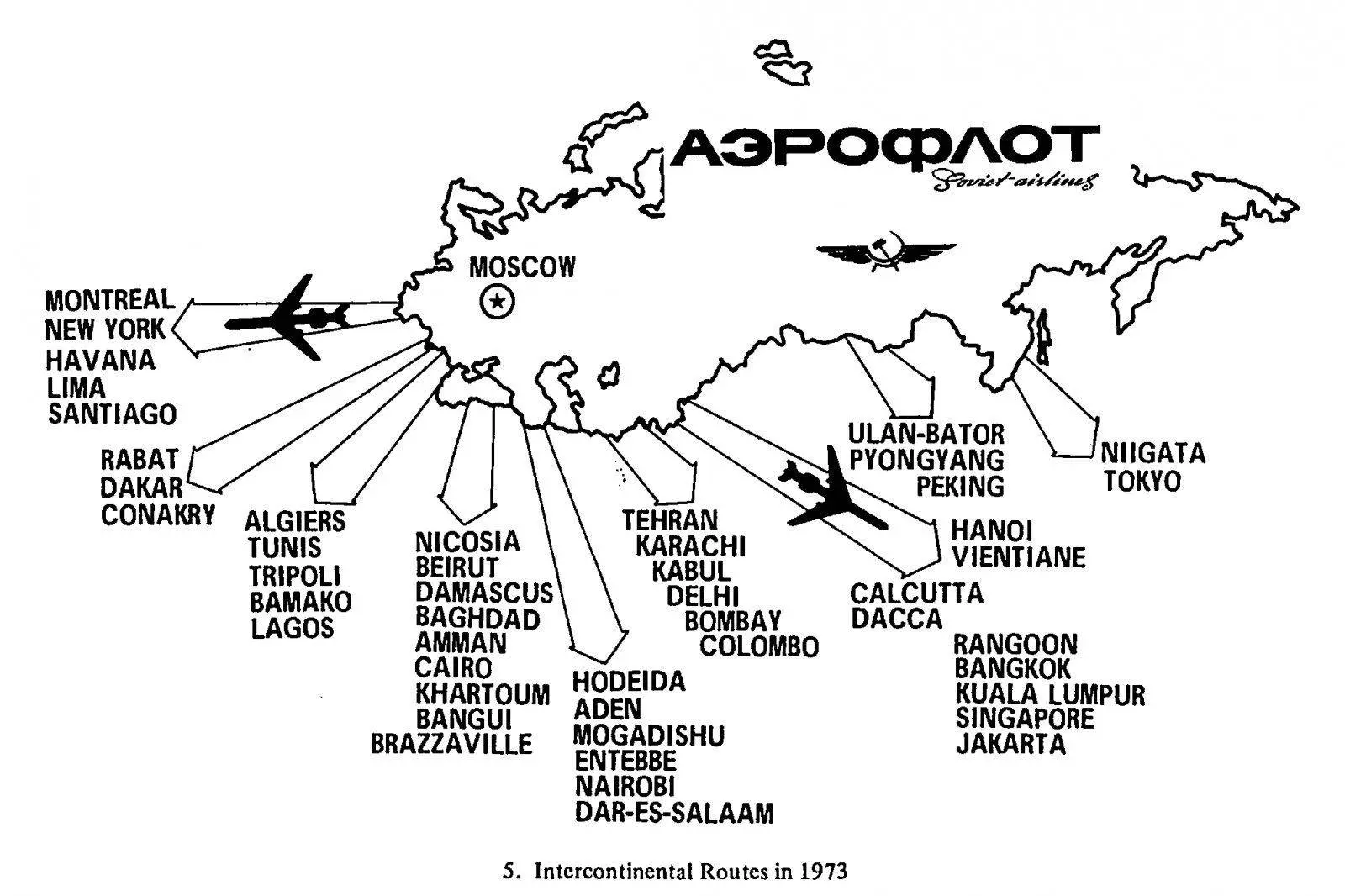 Route map aeroflot