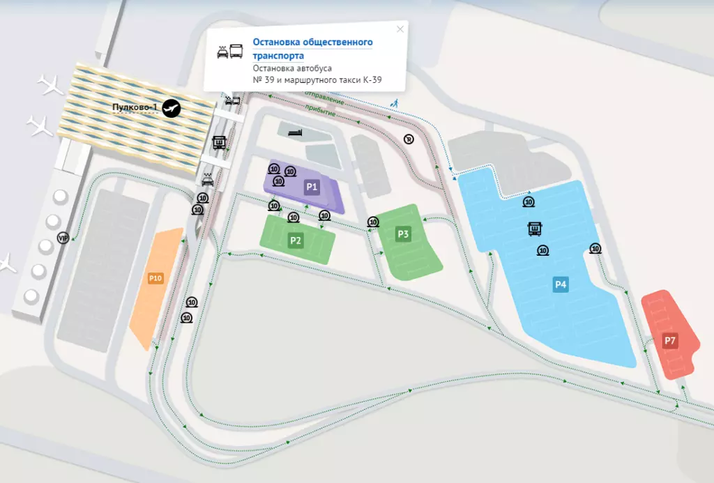 Аэропорт Пулково на карте Санкт-Петербурга