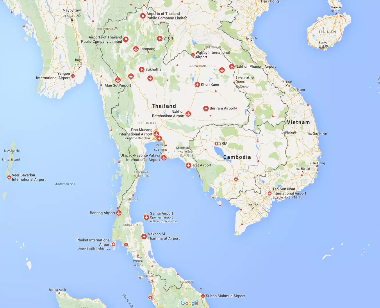 Аэропорты таиланда: полный список - название, на карте и описание