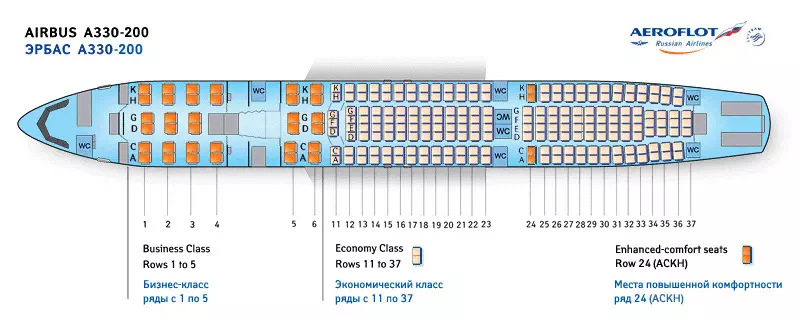 Cхема салона аэробус а330-300/200 аэрофлот: лучшие места