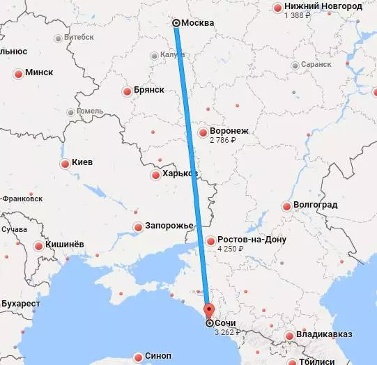 Цена билета на самолет Москва – Новороссийск