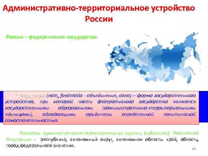 Конспект "административно-территориальное устройство рф"