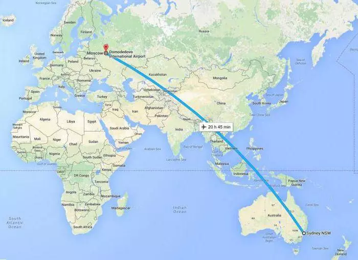 Сколько лететь до австралии из москвы прямым рейсом