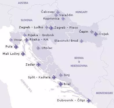 Международные аэропорты хорватии: список, рейсы, билеты