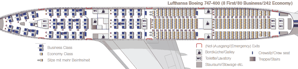 Лучшие места и схема салона самолета boeing 747-400 авиакомпании «россия»