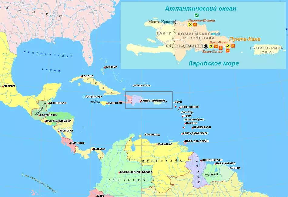 Карта доминиканы с курортами на русском языке