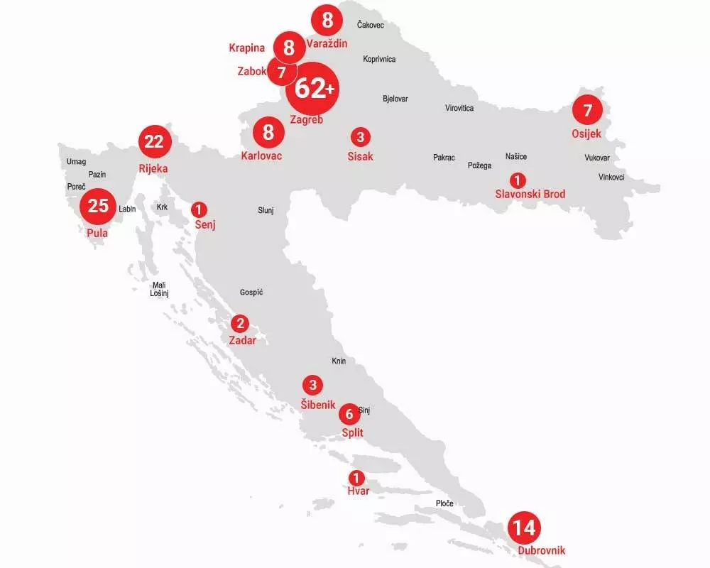 Аэропорты хорватии на карте