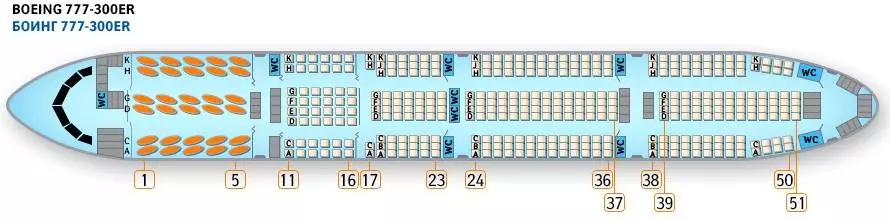 Описание и схема салона пассажирского авиалайнера boeing 777-300