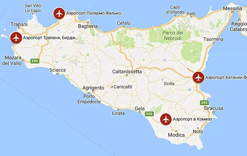 Аэропорты италии на карте, список аэропортов италии
