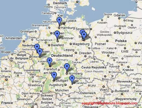Международные аэропорты германии на карте