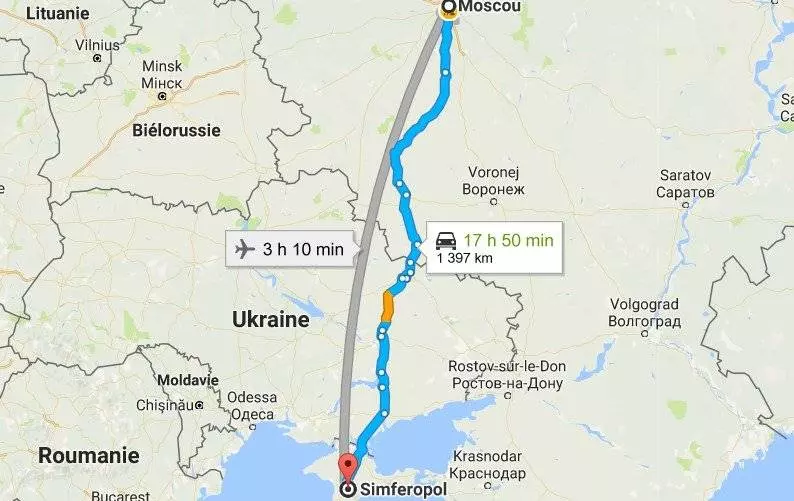 Сколько лететь от Москвы до Крыма