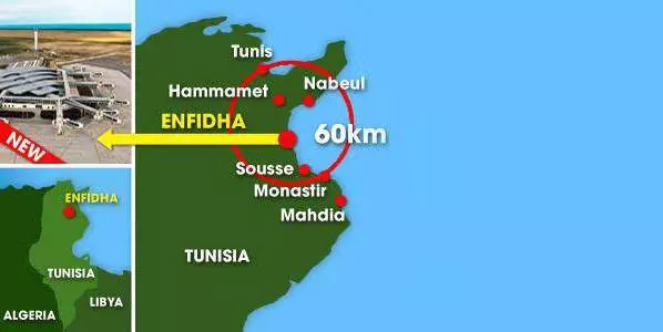 Аэропорт энфида в тунисе на карте