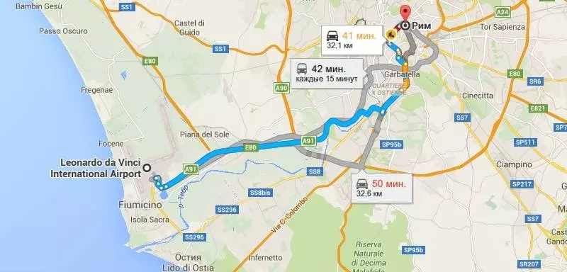 4 способа добраться из аэропорта фьюмичино до центра рима