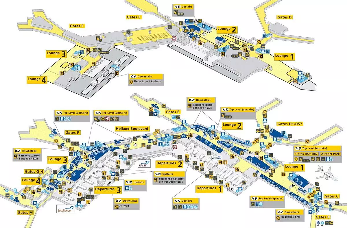 Схема аэропорта Амстердама и как добраться до центра города