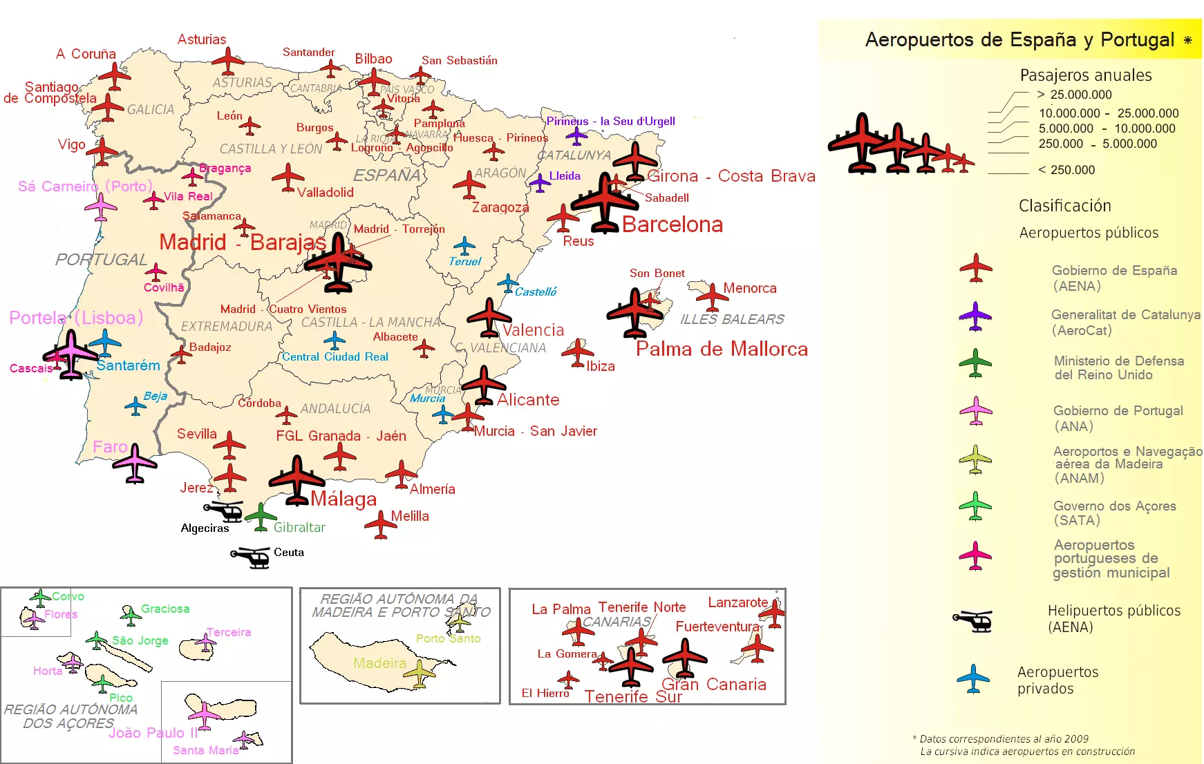 Международные аэропорты испании на карте: в каких городах, список