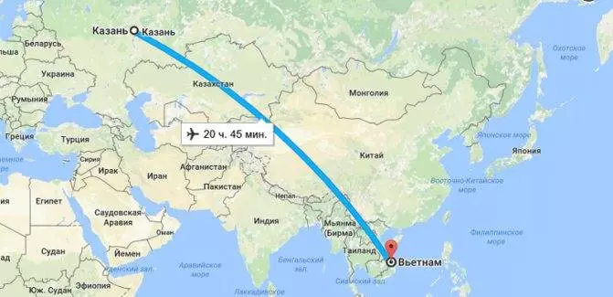 Время полета во Вьетнам из Екатеринбурга
