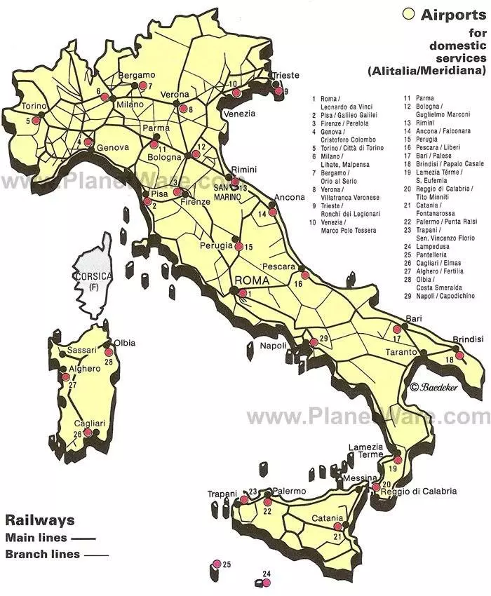 Аэропорты в италии с прямыми рейсами. все международные аэропорты италии. аэропорты италии на карте