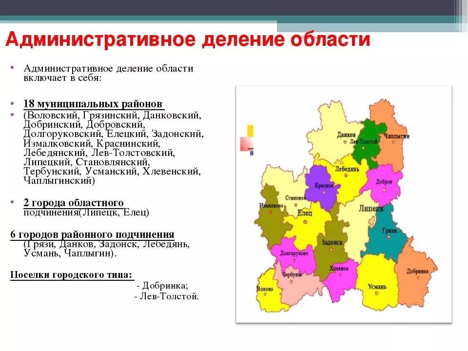 Карта липецкой области подробная с населенными пунктами, городами, районами и деревнями