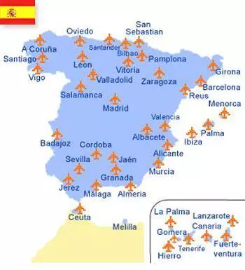 Международные аэропорты в испании на карте