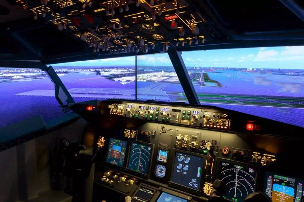 Вид из кабины и окна самолета. вид из самолета: из кабины пилота и окна вид из окна самолета на море